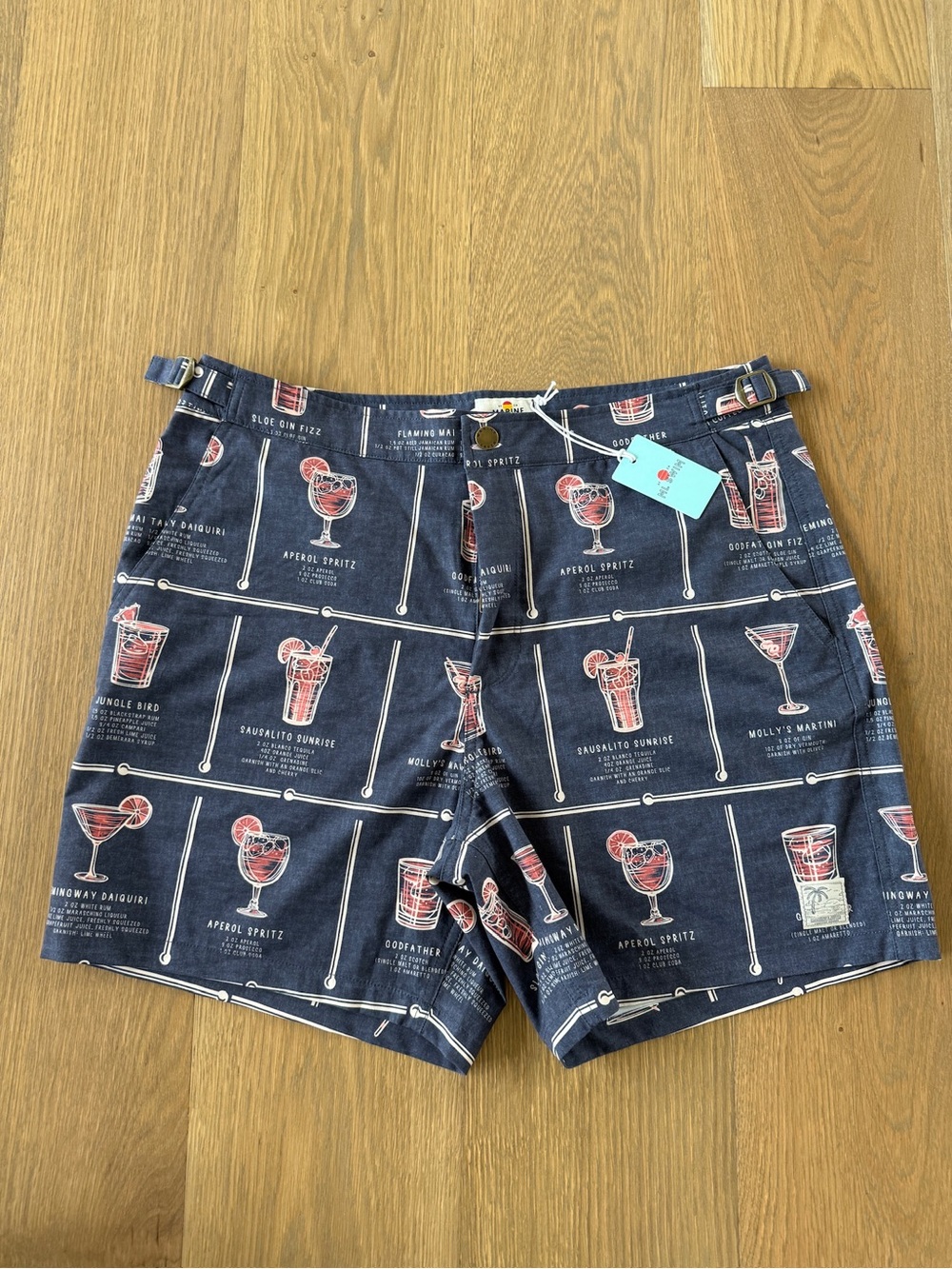 Marine Layer Navy Print Swim Shorts 6”